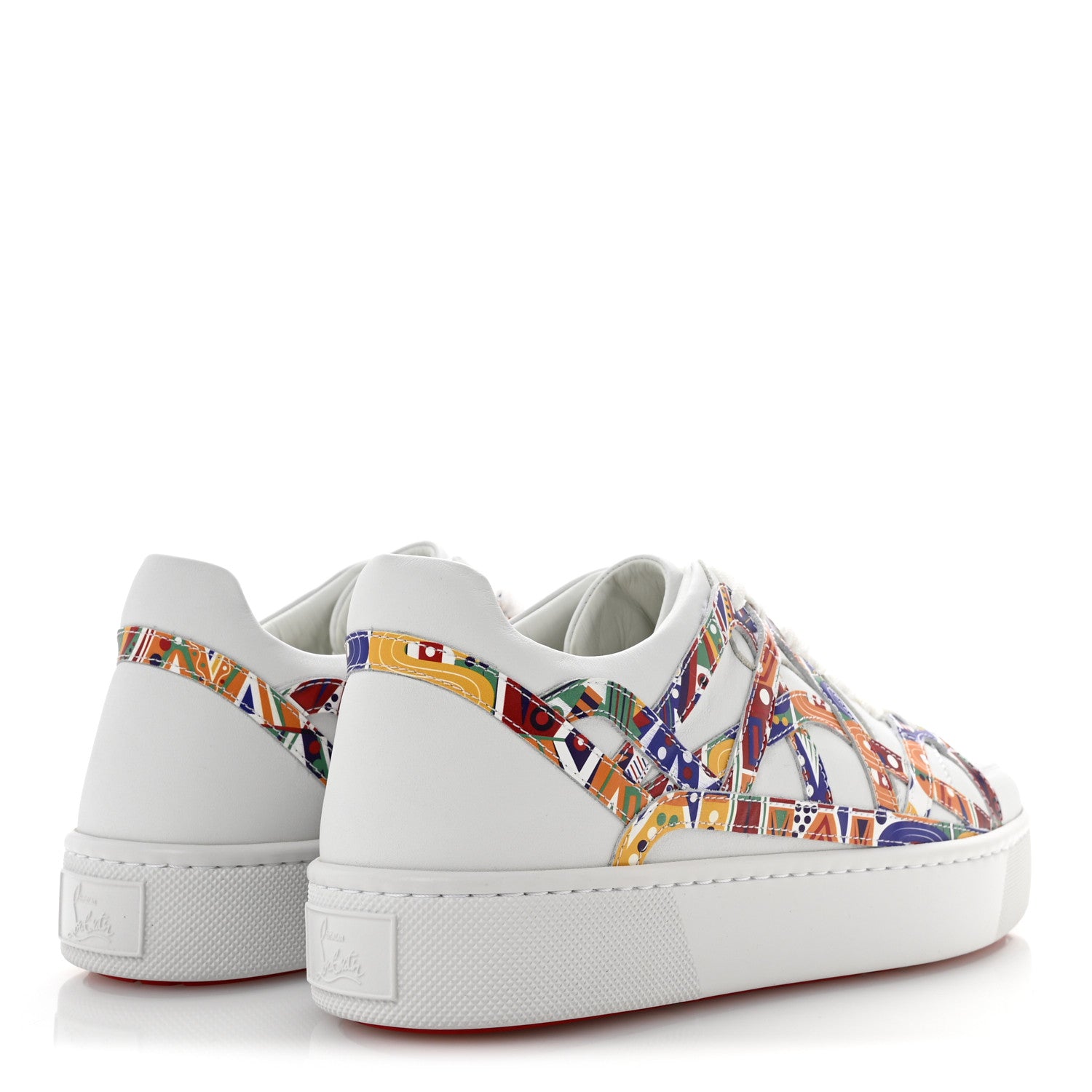 Christian Louboutin Calfskin Mens 2002SL Low Sneakers 43 White Multicolor 5 of 10