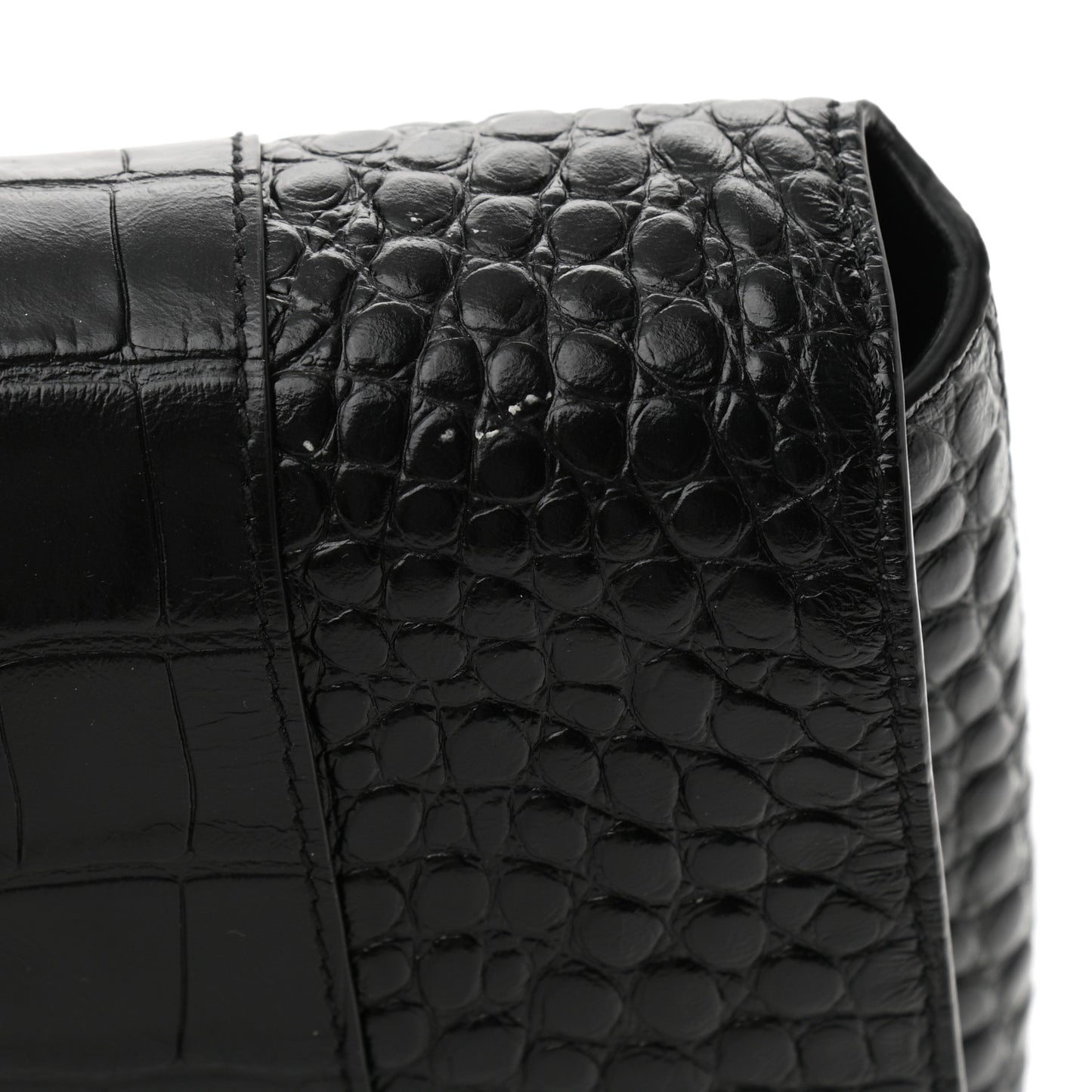 Extra Supple Calfskin Crocodile Embossed Monochrome XS Downtown Shoulder Bag Black