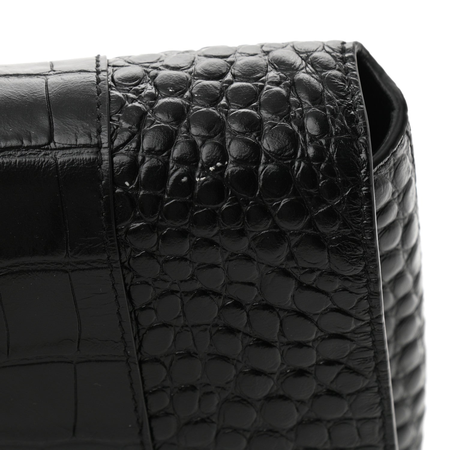 Balenciaga Extra Supple Calfskin Crocodile Embossed Monochrome XS Downtown Shoulder Bag Black 9 of 9