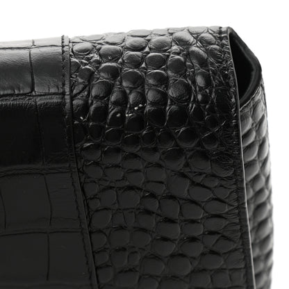 Balenciaga Extra Supple Calfskin Crocodile Embossed Monochrome XS Downtown Shoulder Bag Black 9 of 9