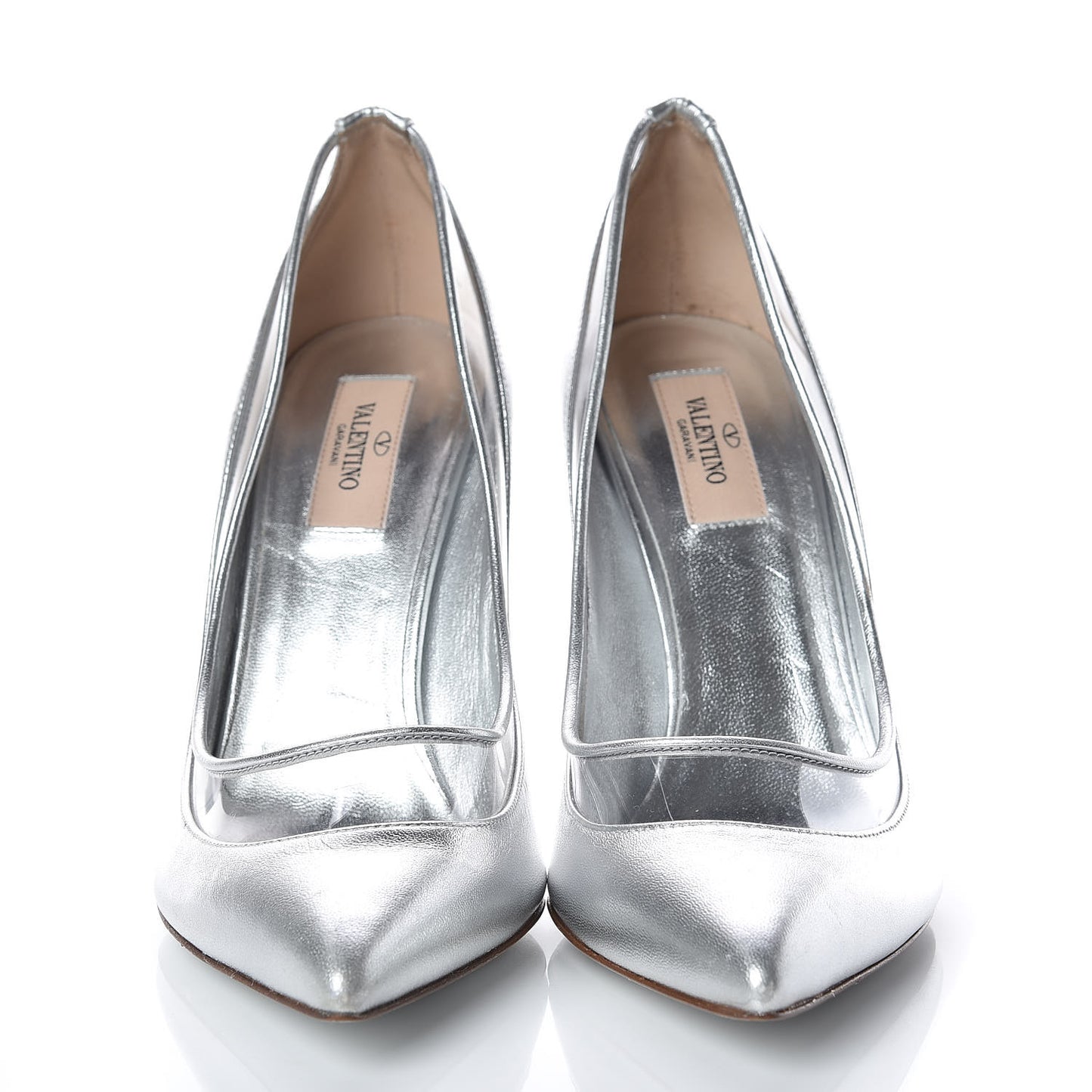Metallic Nappa PVC Dollybow Pumps 39 Silver