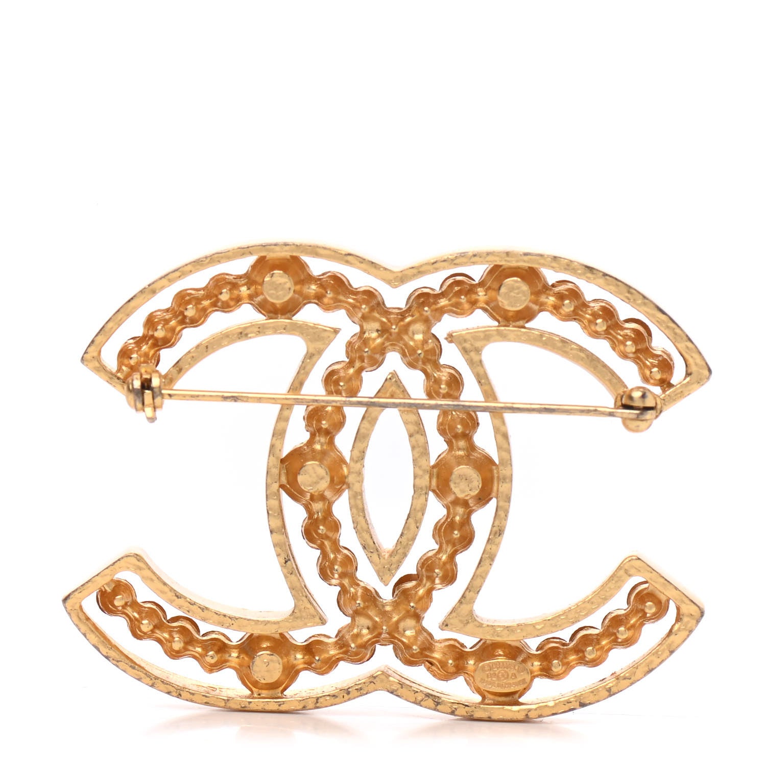 Chanel Crystal CC Brooch Gold 2 of 3