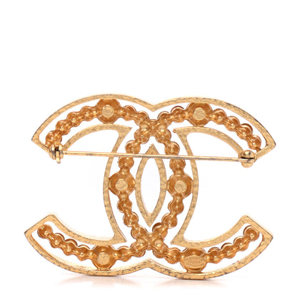 Chanel Crystal CC Brooch Gold 2 of 3
