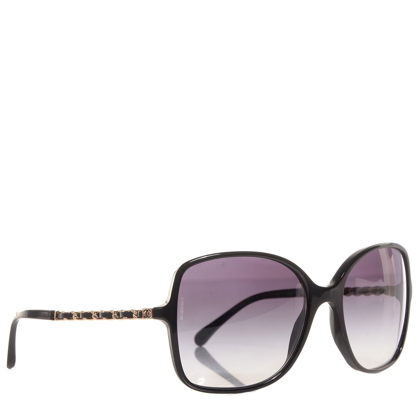 Acetate Lambskin Chain Square Sunglasses 5210-Q Black