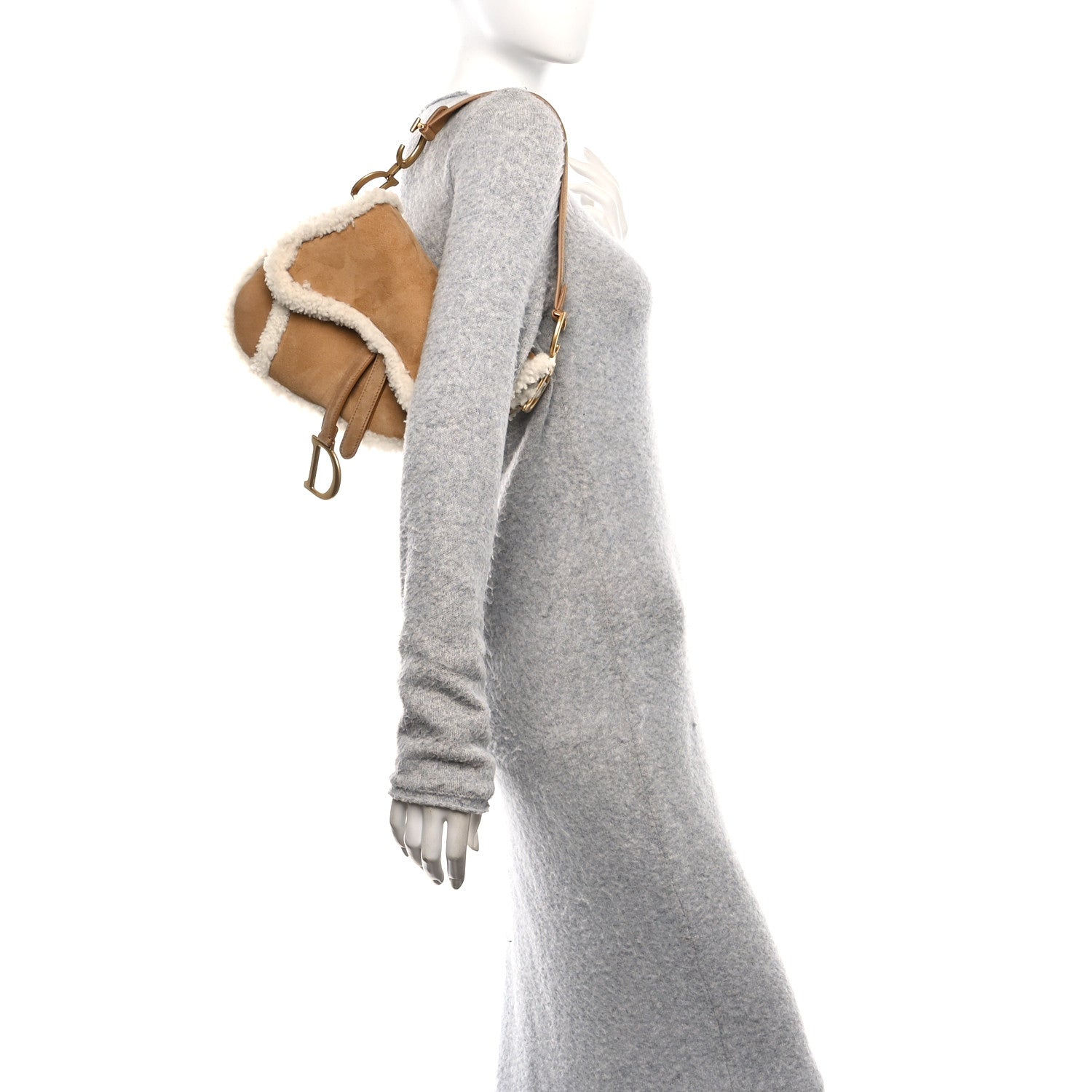 Christian Dior Shearling Saddle Bag Camel 2 of 11