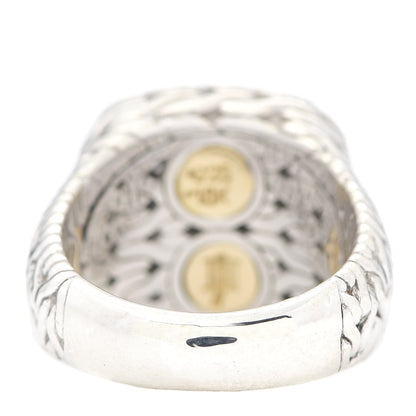 John Hardy Sterling Silver 18K Yellow Gold Diamond Classic Chain Square Ring 52 6 4 of 7