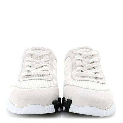 Hermes Technical Mesh Suede Goatskin Bouncing Sneakers 37 White 3 of 11