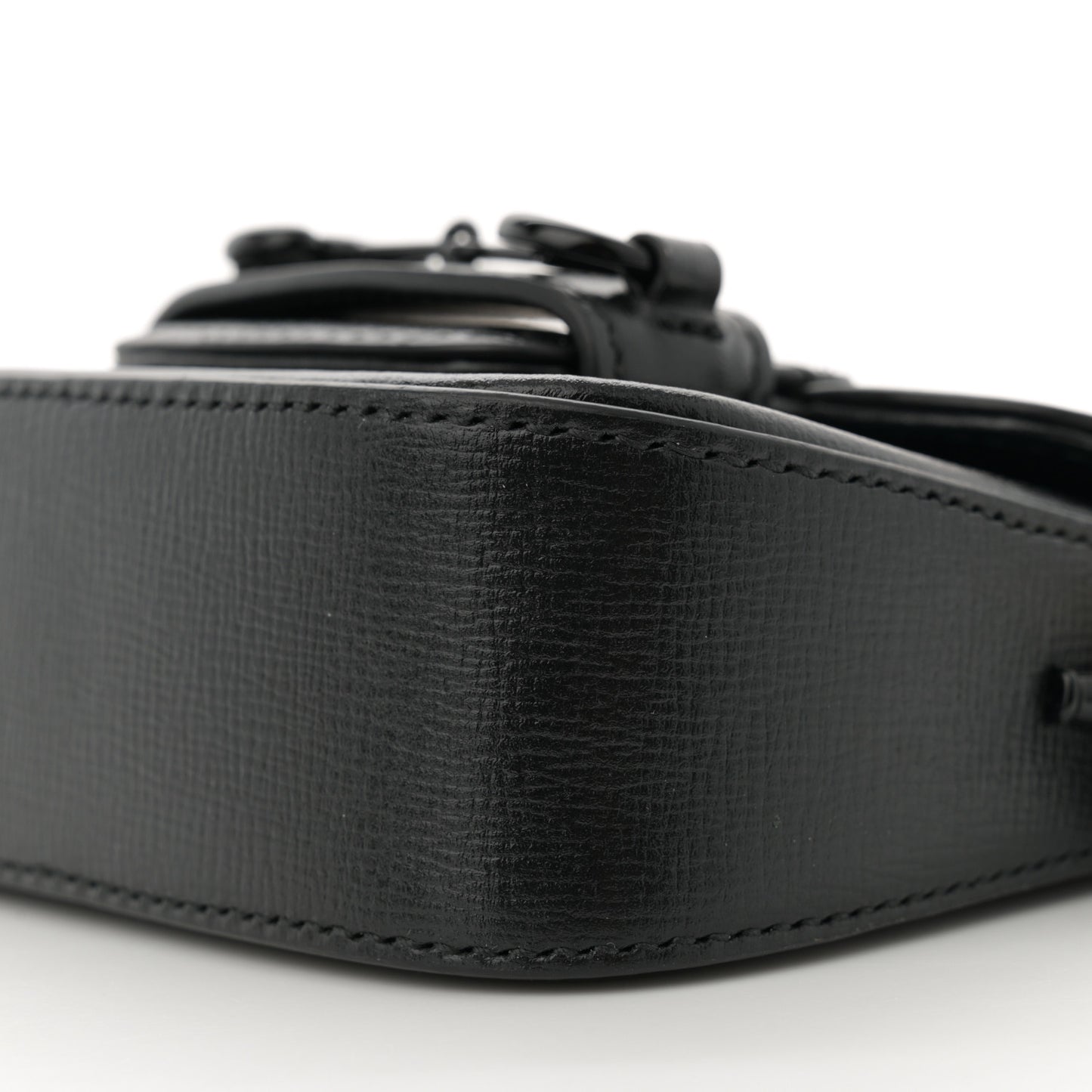 Azalea Calfskin Web Monochrome Horsebit 1955 Wallet On Strap  Black