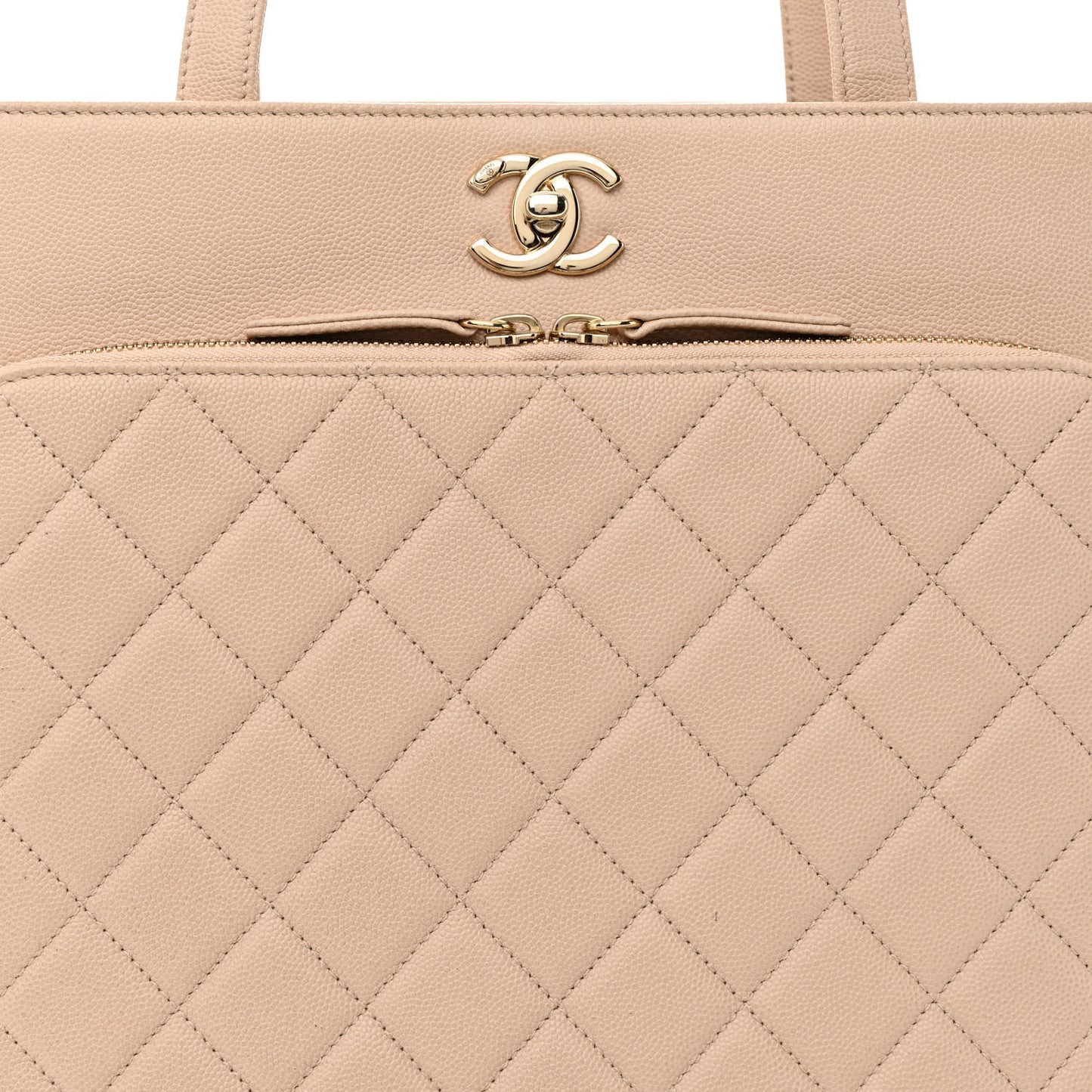 Caviar Quilted Large Business Affinity Shopping Bag Beige