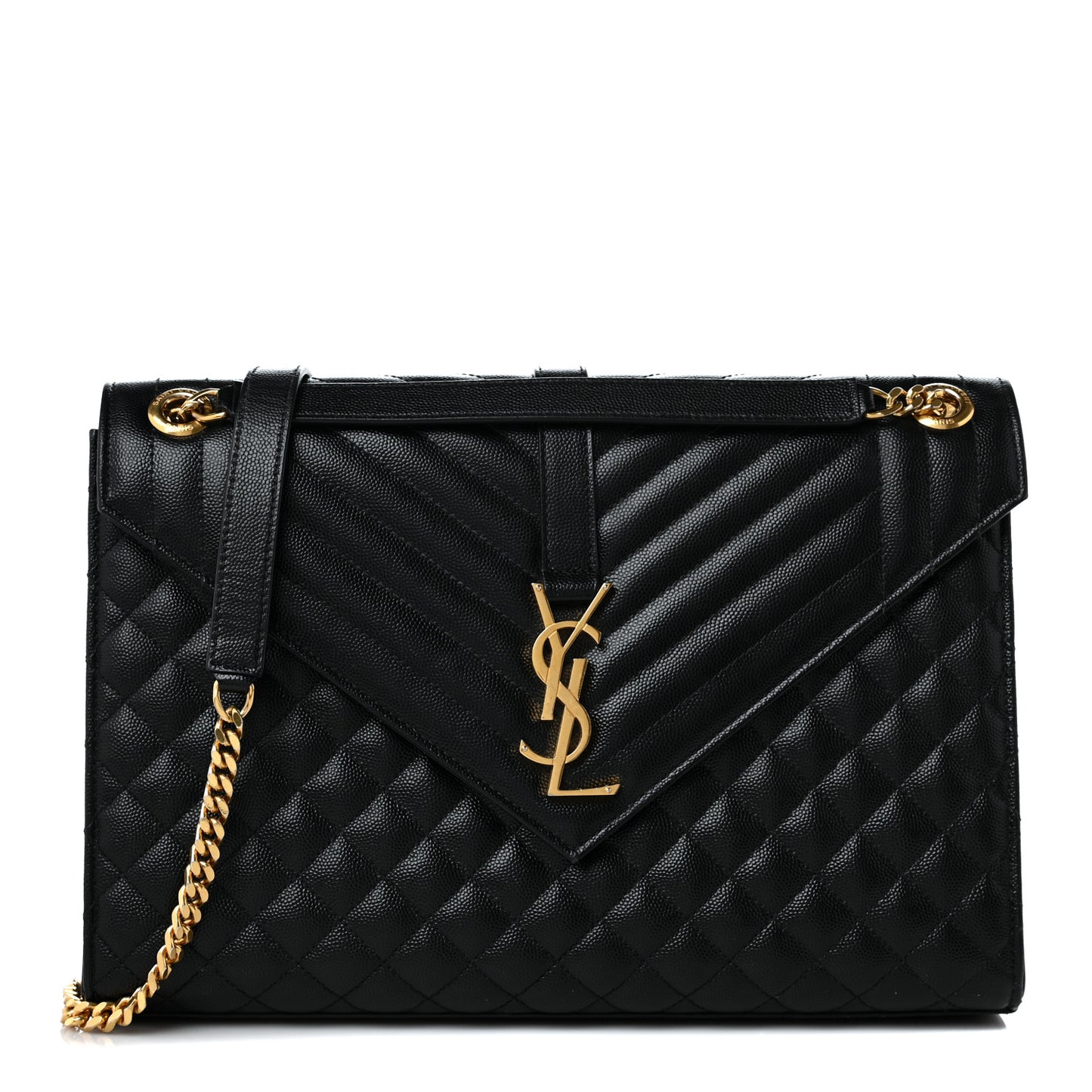 Grain De Poudre Textured Mixed Matelasse Large Triquilt Monogram Satchel Black