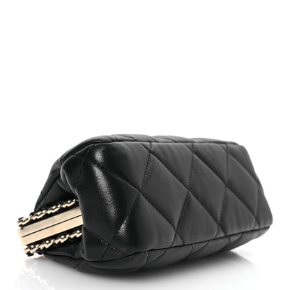 Chanel Lambskin Quilted Chain Frame Clutch Black 4 of 10