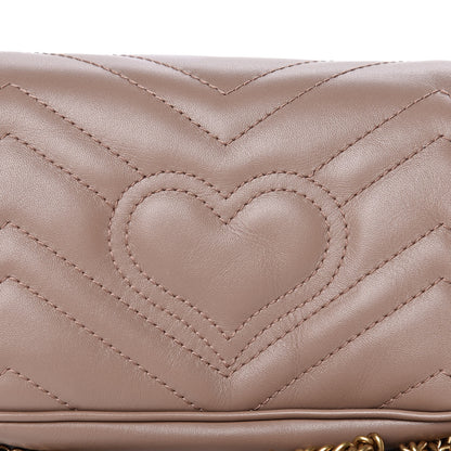 Gucci Calfskin Matelasse Super Mini GG Marmont Shoulder Bag Porcelain Rose 10 of 11