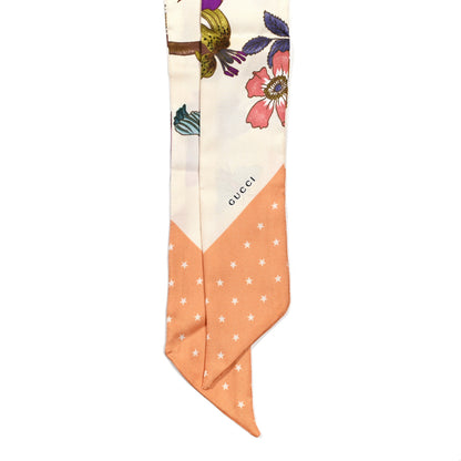 Gucci Silk Twill Flora Softy Neck Bow Scarf Rose 2 of 3