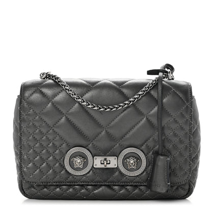 Versace Metallic Nappa Quilted Icon Shoulder Bag Grey 1 of 14