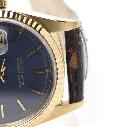 Rolex 18K Yellow Gold Alligator 36mm Oyster Perpetual Day-Date Watch Bright Blue 18238 8 of 8