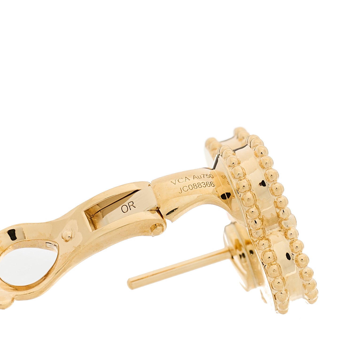 18K Yellow Gold Guilloche Vintage Alhambra Earrings