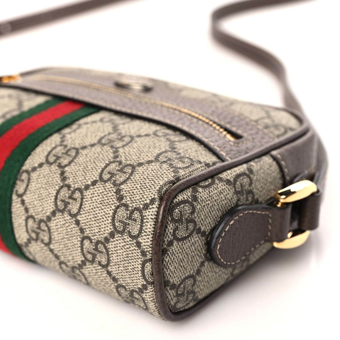 GG Supreme Monogram Web Mini Ophidia Shoulder Bag Brown