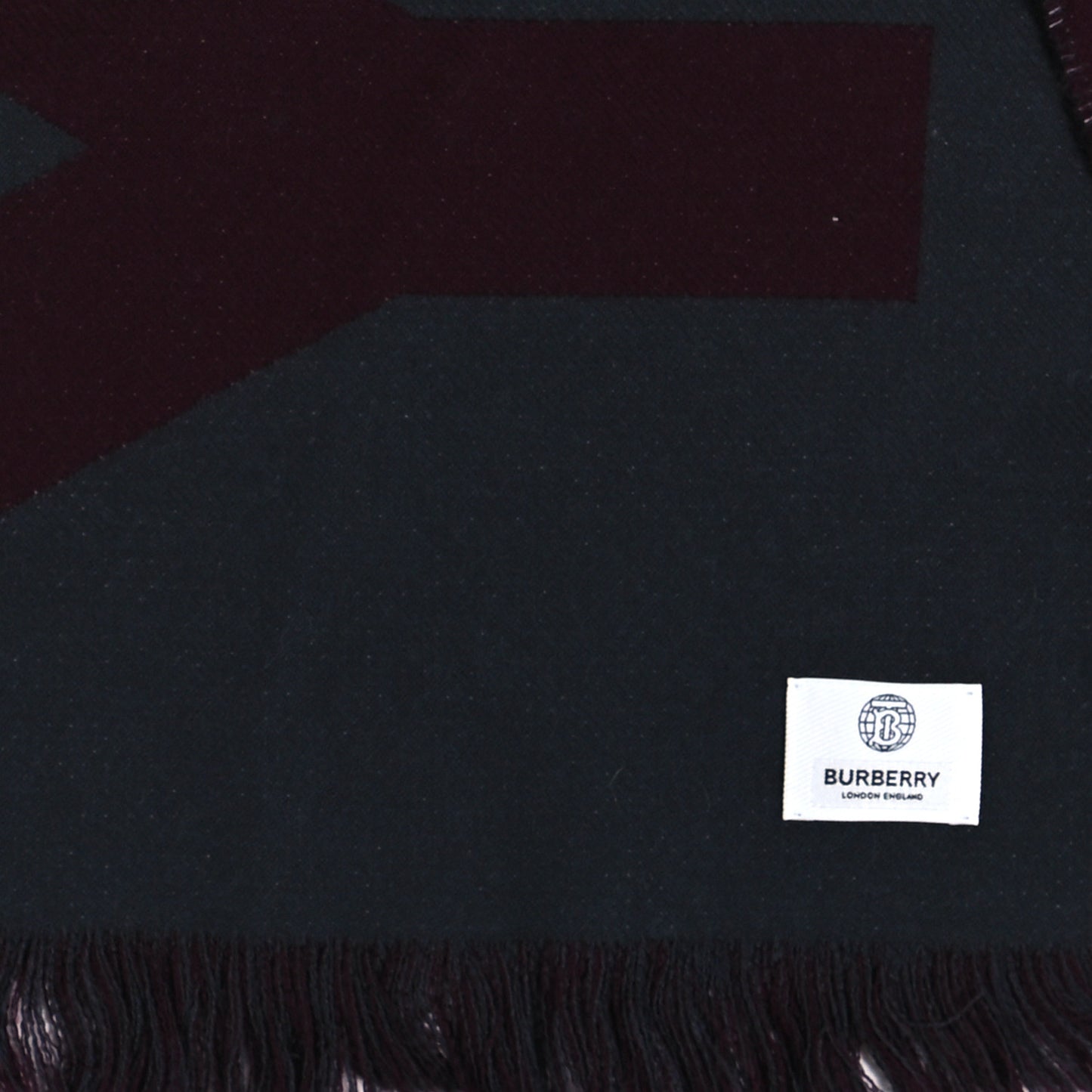 Wool Jacquard Logo Scarf Maroon Grey