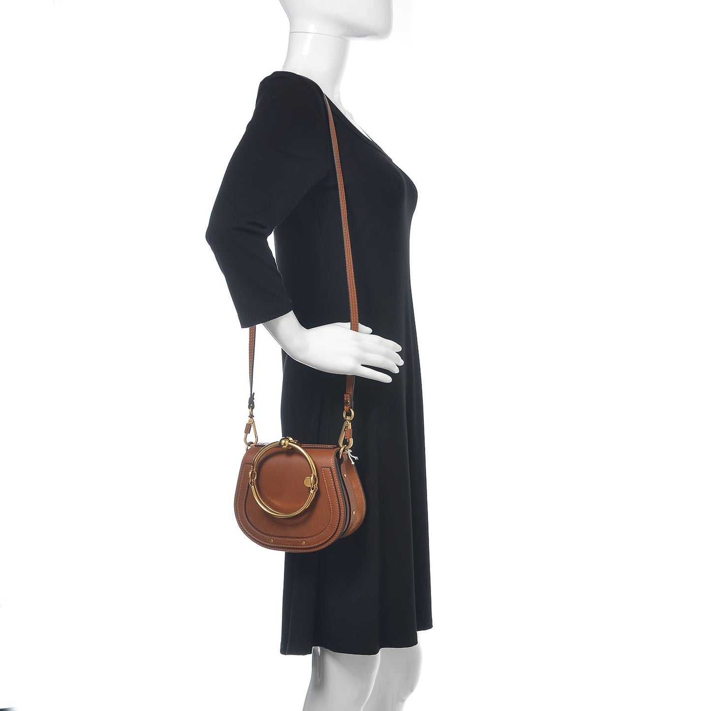 Calfskin Suede Small Nile Bracelet Bag Caramel
