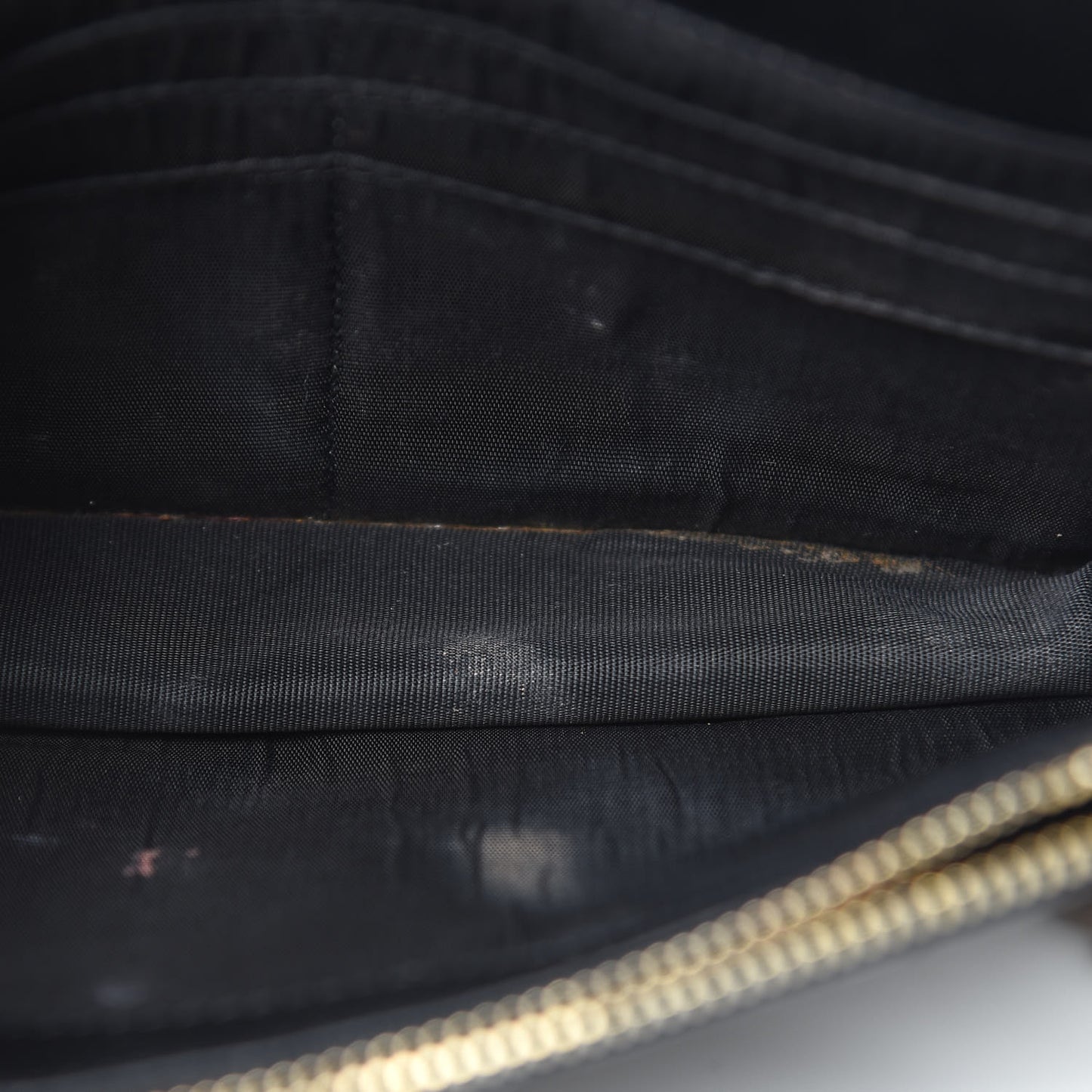 Grain De Poudre Matelasse Chevron Monogram Envelope Chain Wallet Black