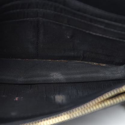 Saint Laurent Grain De Poudre Matelasse Chevron Monogram Envelope Chain Wallet Black 17 of 20