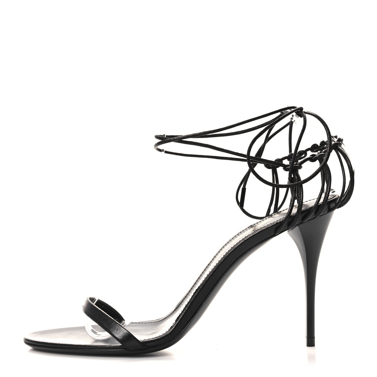 Saint Laurent Calfskin Lexi 90 Ankle Strap Sandals 38 Black 1 of 8