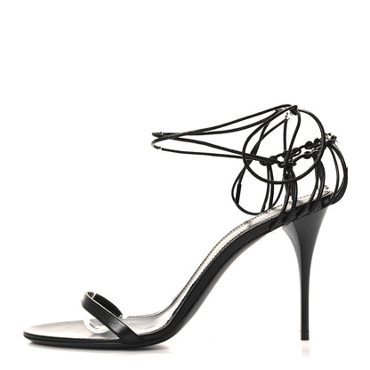 Saint Laurent Calfskin Lexi 90 Ankle Strap Sandals 38 Black 1 of 8