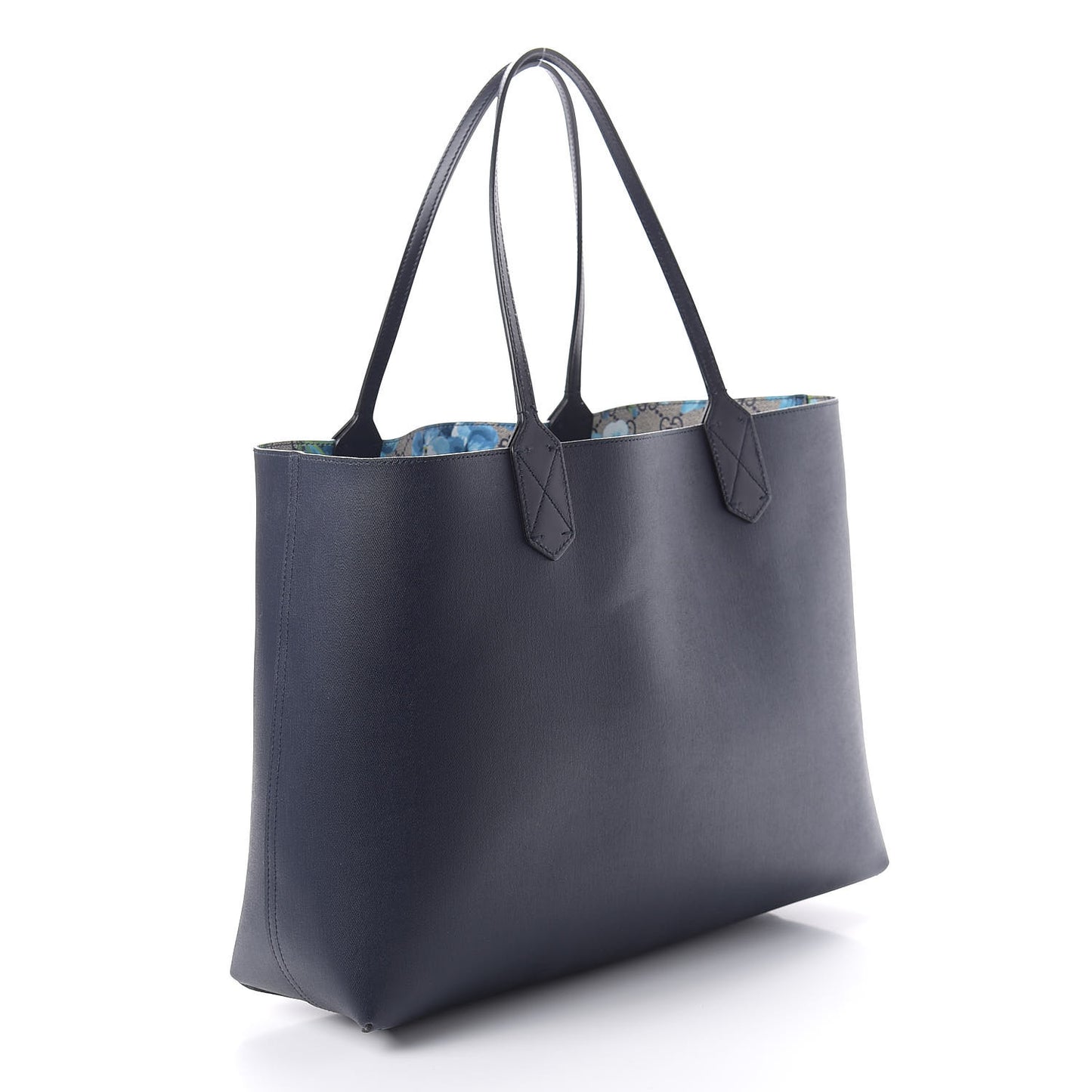 GG Supreme Monogram Blooms Medium Reversible Tote Beige Blue Navy