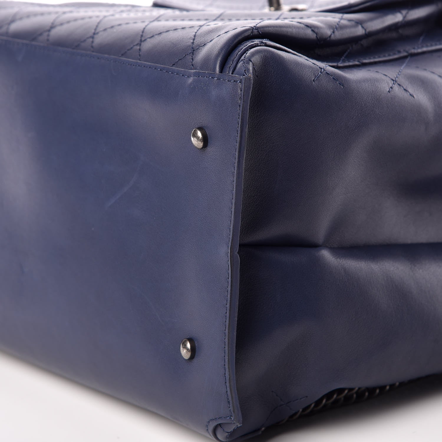 Chanel Calfskin Stitched Large Urban Luxury Drawstring Backpack Navy Blue 9 of 11