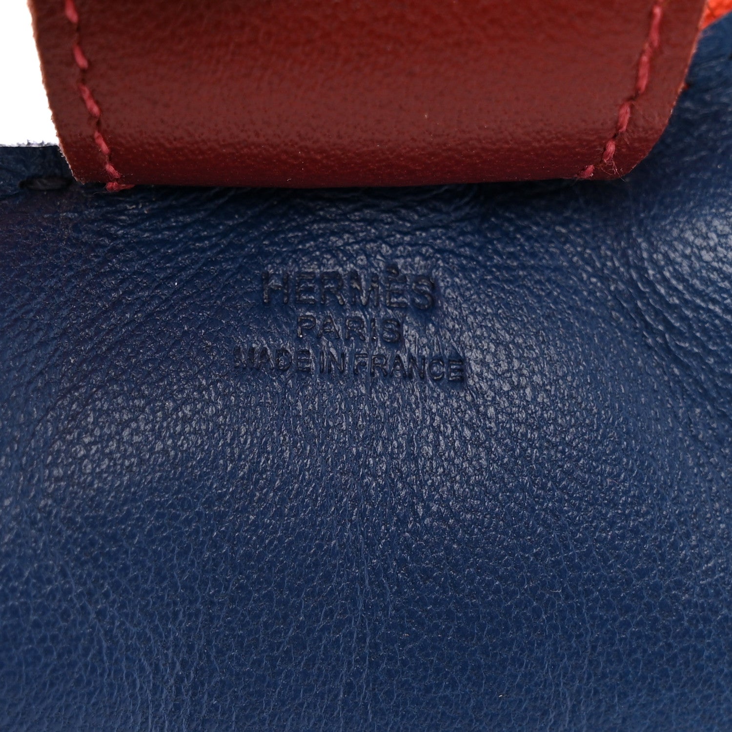 Hermes Milo Lambskin Grigri Rodeo Horse Bag Charm MM Bleu De Malte Rouge H Orange Poppy 3 of 3