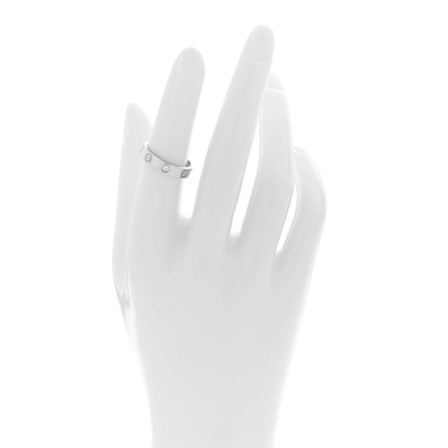 Cartier 18K White Gold Diamond 4mm LOVE Wedding Band Ring 51 5.75 2 of 4