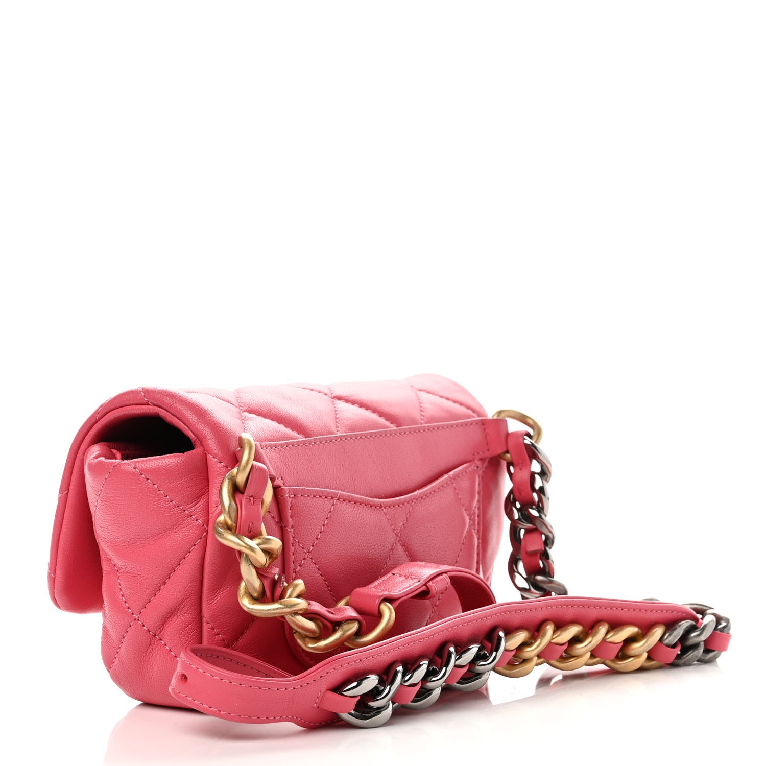 Chanel Lambskin Quilted Chanel 19 Waist Bag Pink 3 of 9
