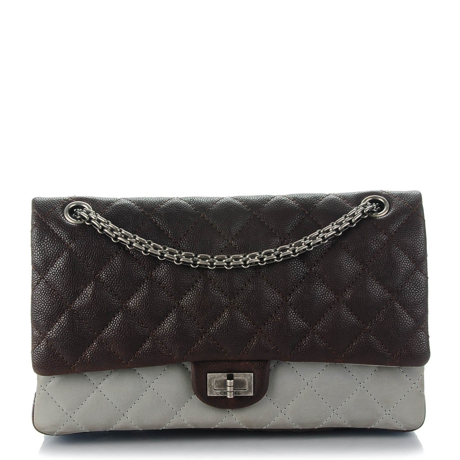 Chanel Caviar Iridescent Calfskin Quilted 2.55 Reissue 226 Flap Brown Grey 1 of 8