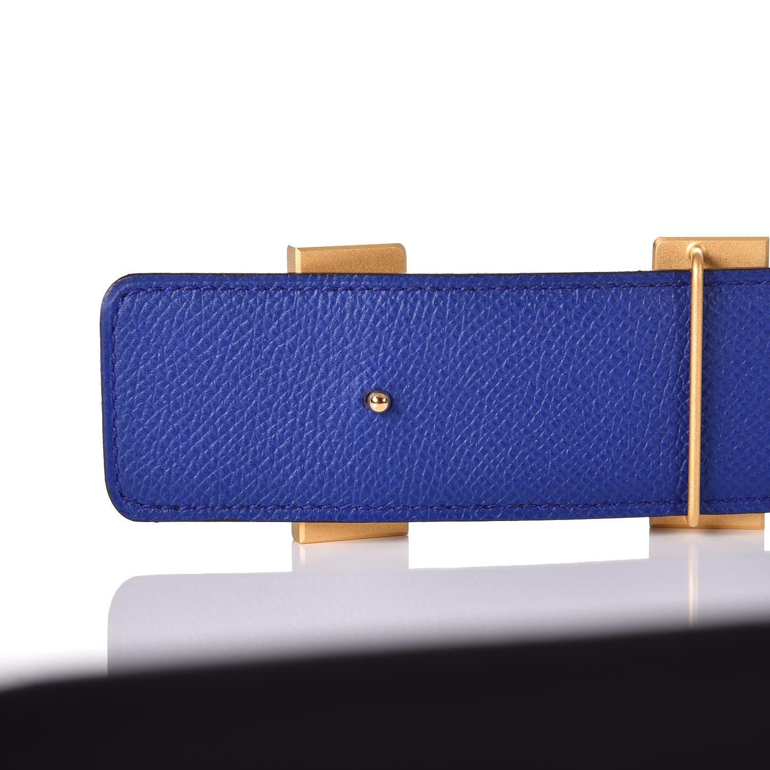 Hermes Chamonix Epsom 42mm Constance H Belt 85 Black Bleu Electrique 9 of 14