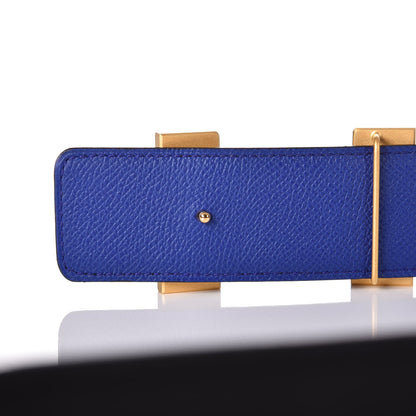 Hermes Chamonix Epsom 42mm Constance H Belt 85 Black Bleu Electrique 9 of 14
