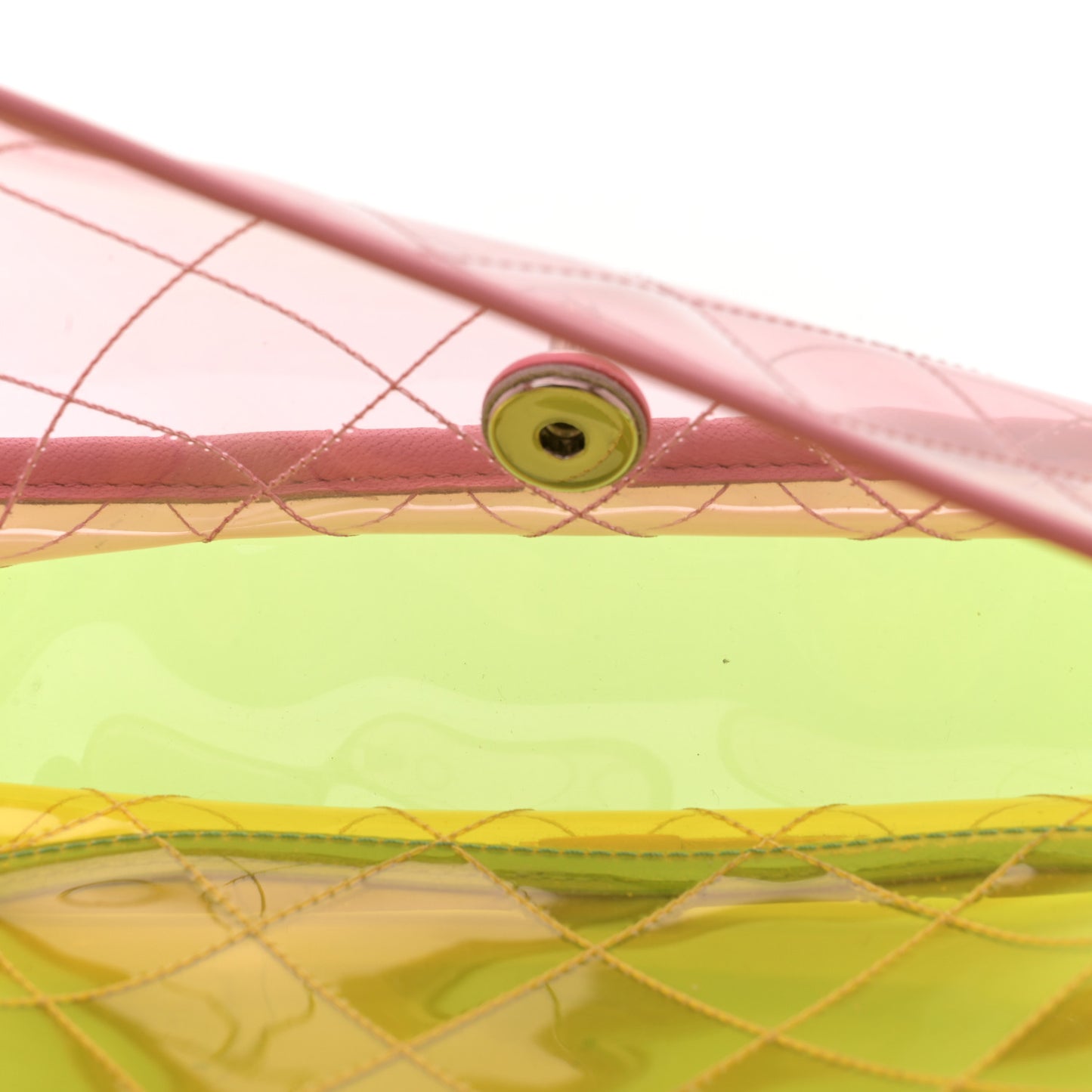 PVC Lambskin Stitched Medium Coco Splash Flap Yellow Green Pink