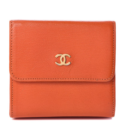 Chanel Goatskin Compact Double Sided Wallet Orange 1 of 12