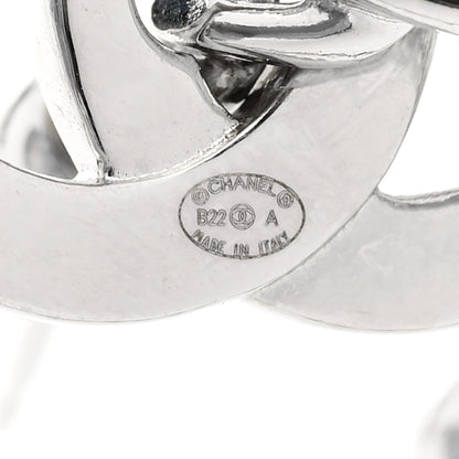 Chanel Metal Beaded CC Hoop Earrings Silver 3 of 5