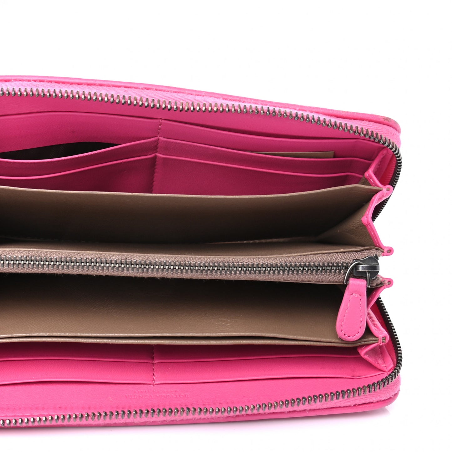 Nappa Intrecciato Zip Around Wallet Rosa Shock