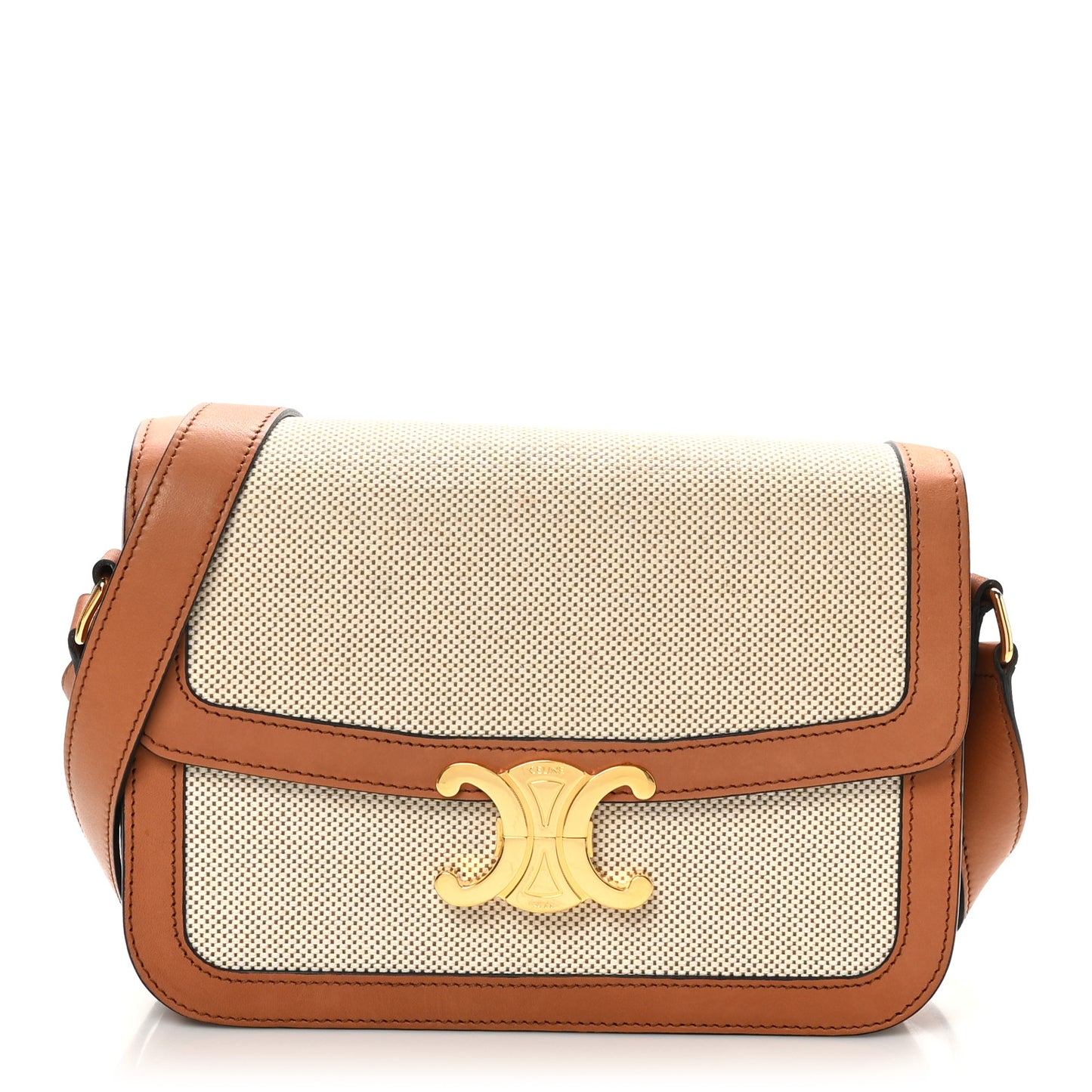 Textile Calfskin Classique Triomphe Bag Natural Tan