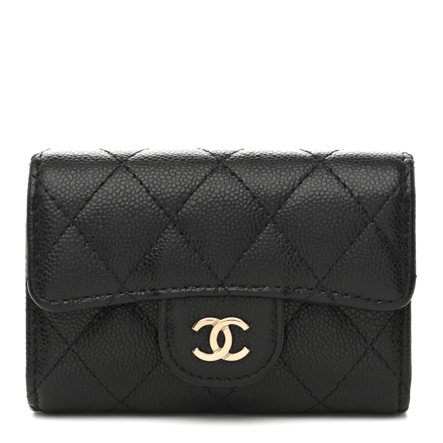 Caviar Quilted Classic 4 Key Holder Wallet Black