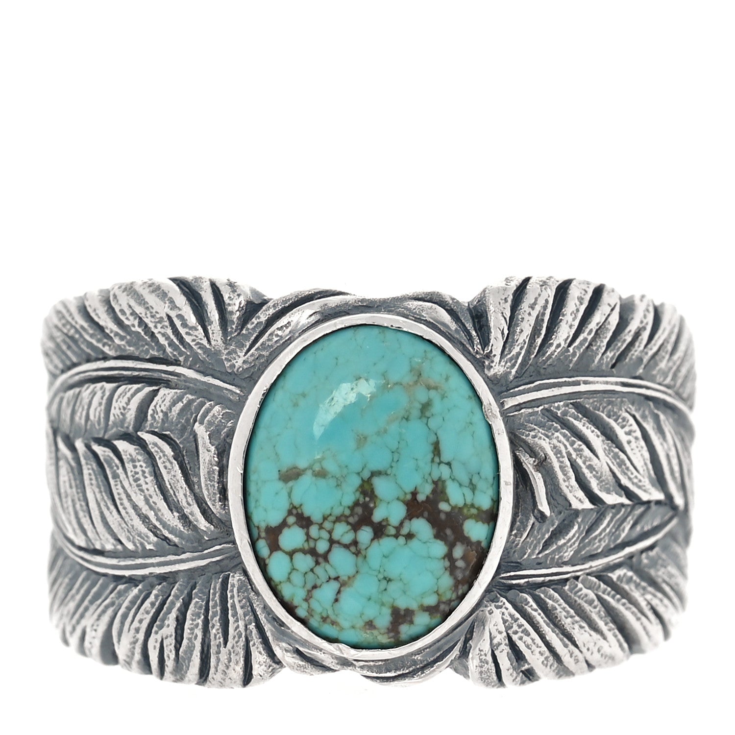 David Yurman Sterling Silver Turquoise Southwest Feather Cigar Band Ring 63 10.25 1 of 4