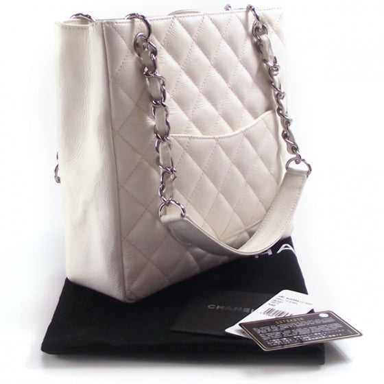 Chanel Caviar Petite Shopping Tote PST White 3 of 11