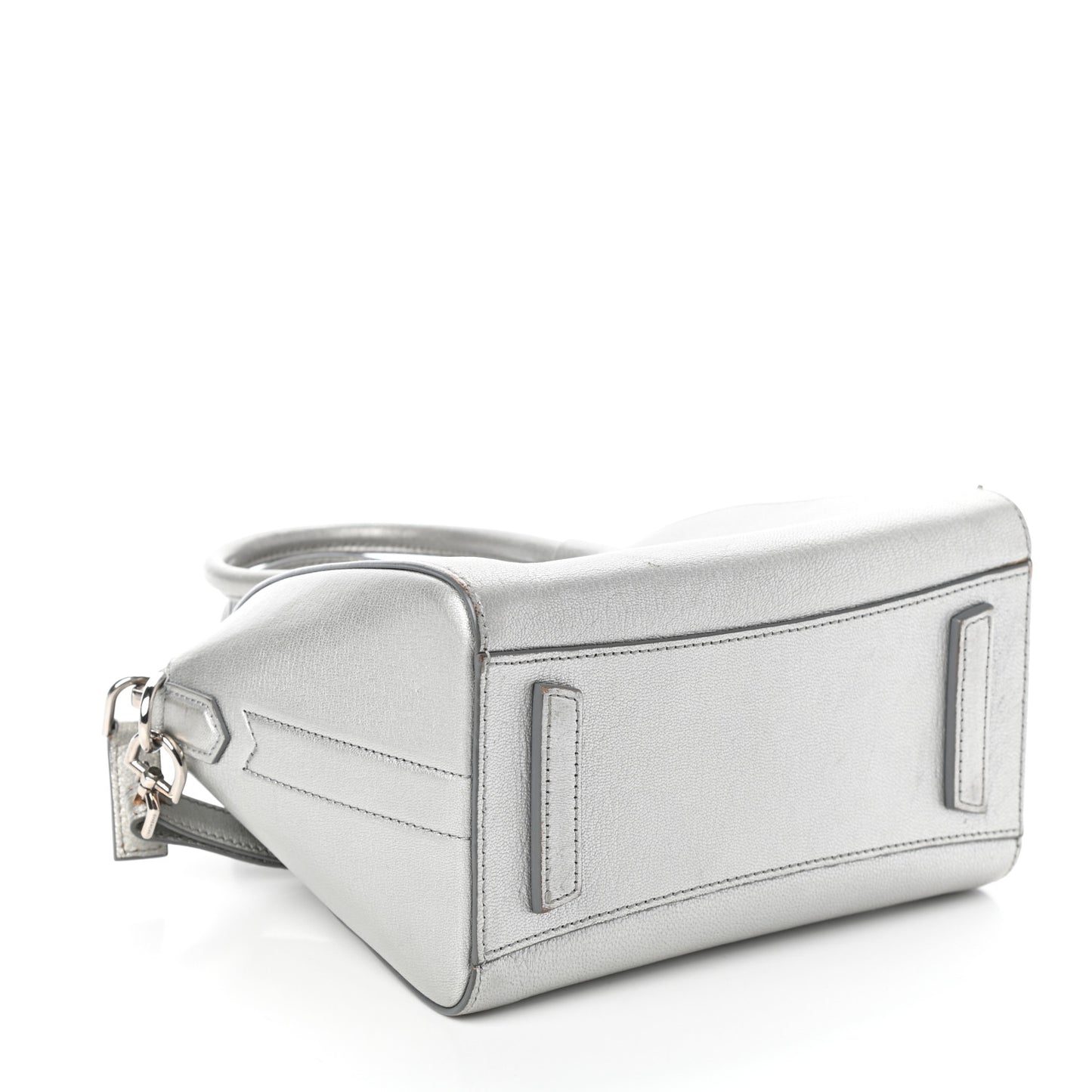 Metallic Sugar Goatskin Mini Antigona Silver
