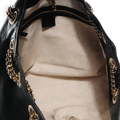 Gucci Pebbled Calfskin Medium Soho Chain Shoulder Bag Black 5 of 9