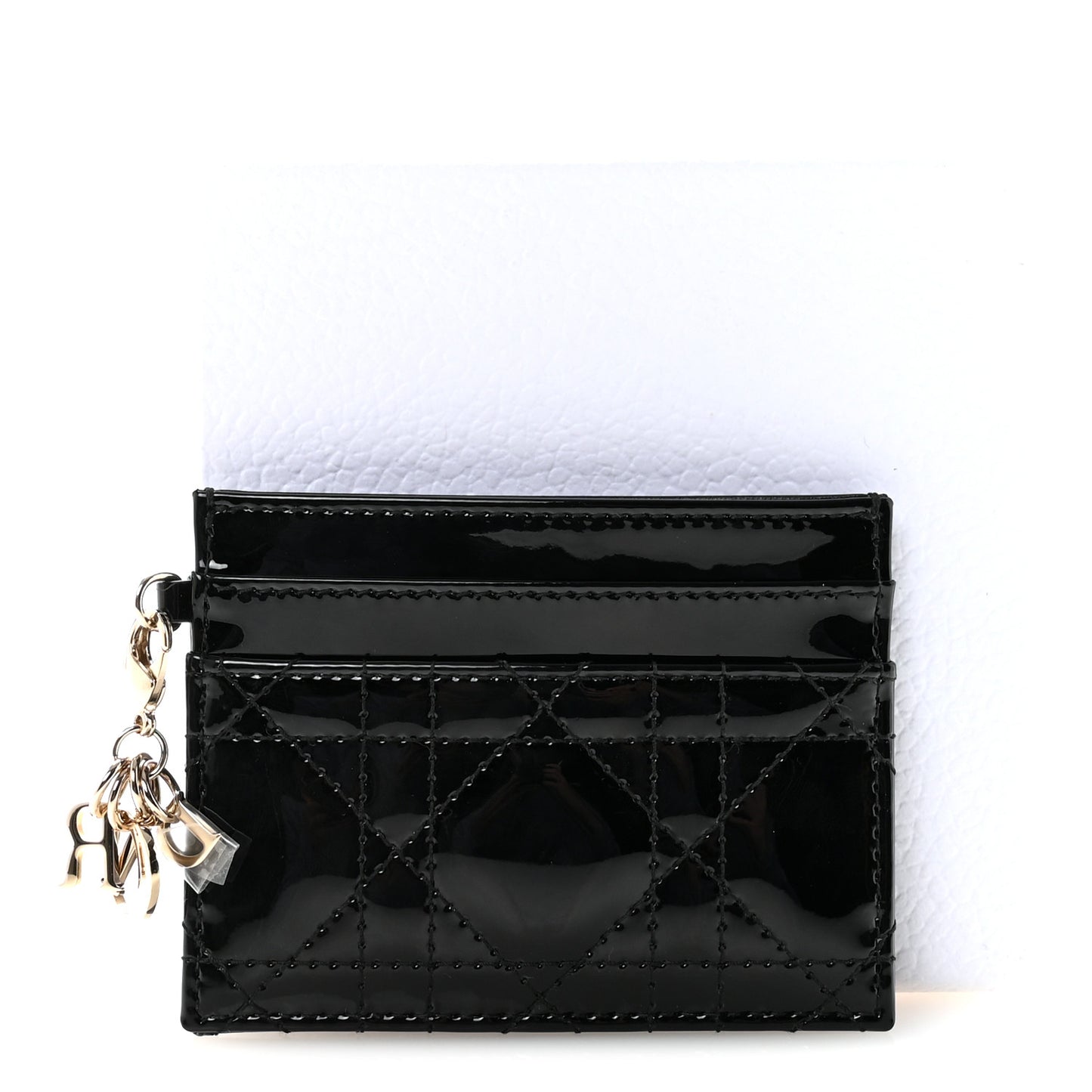 Patent Cannage Lady Dior Card Holder Black