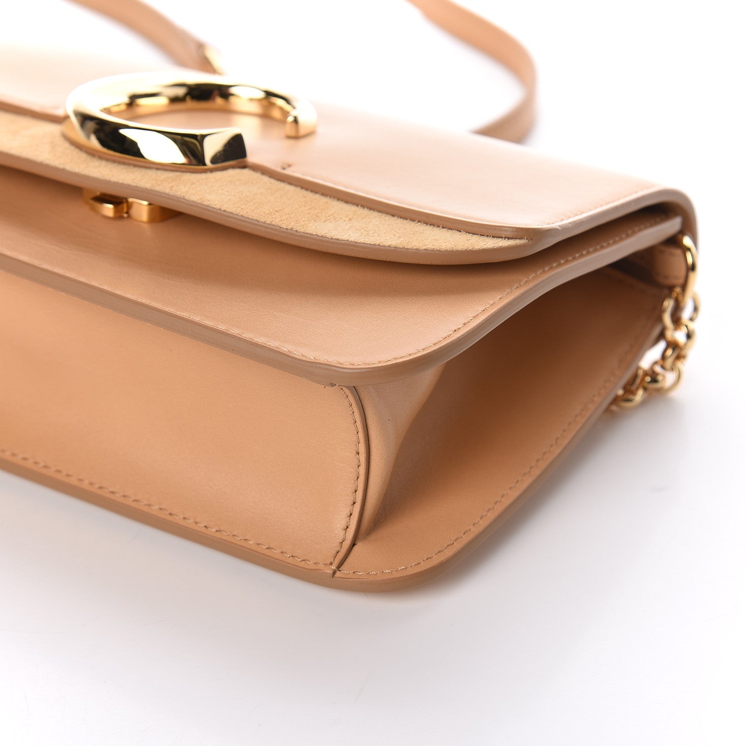 Chloe Calfskin Suede C Clutch With Chain Bleached Brown 9 of 10