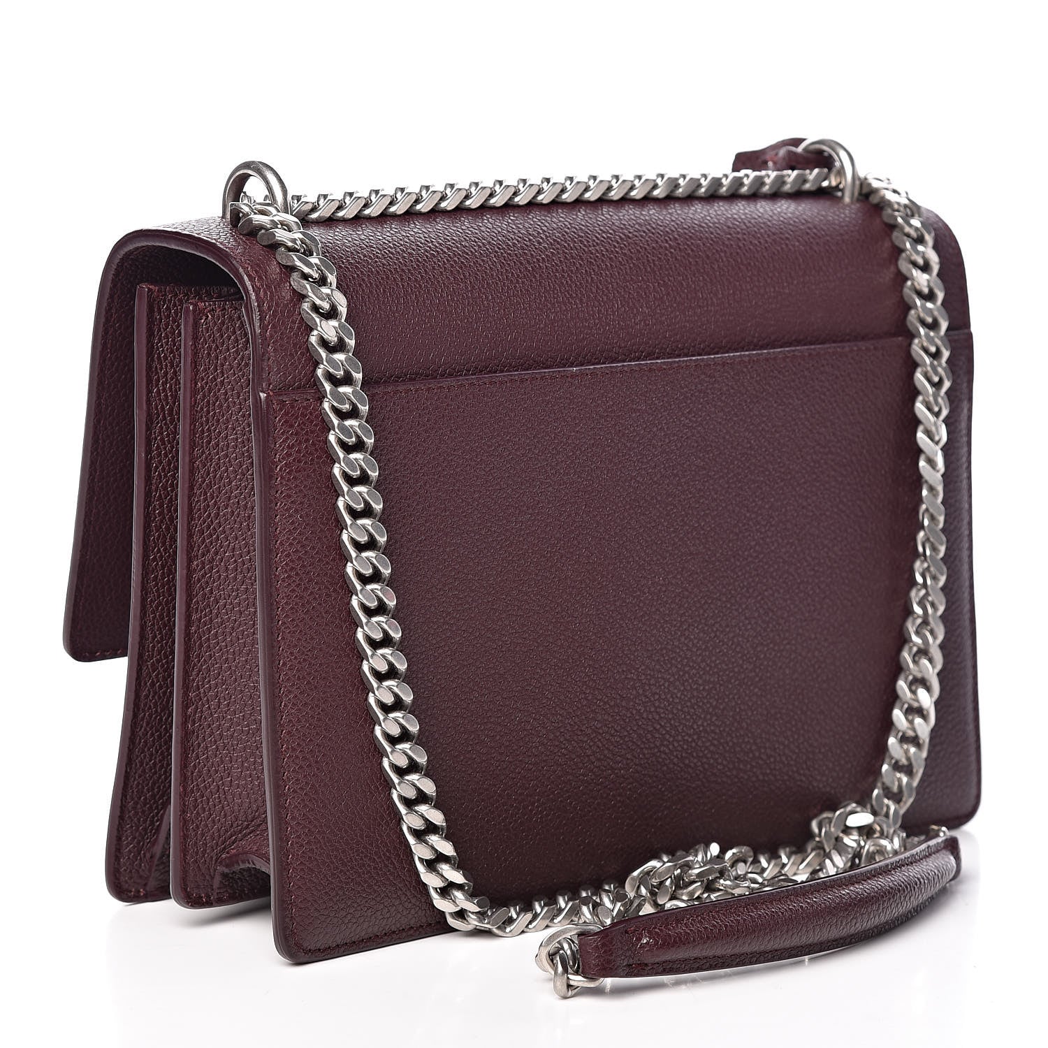 Saint Laurent Grained Calfskin Medium Monogram Sunset Bordeaux 3 of 11