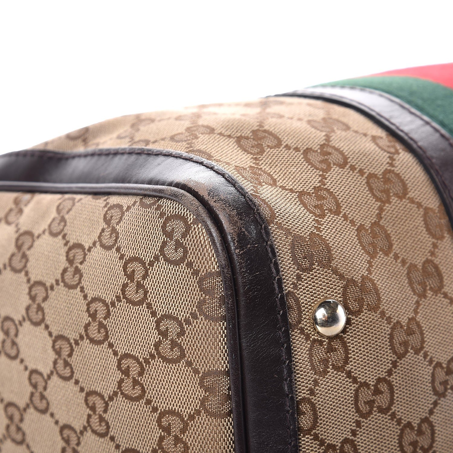 Gucci Monogram Vintage Web Medium Boston Dark Brown 24 of 28