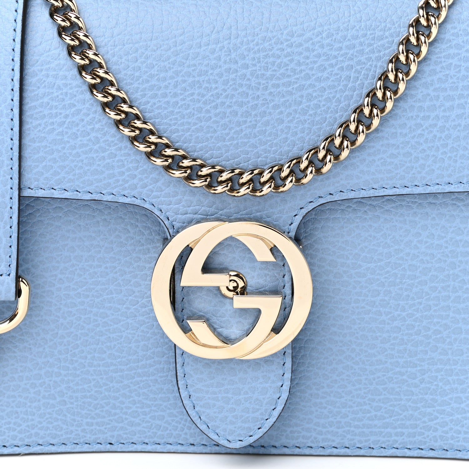 Gucci Dollar Calfskin Small Interlocking G Shoulder Bag Mineral Blue 8 of 11